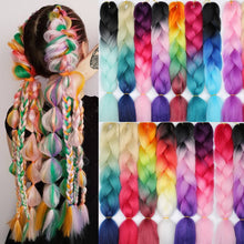 Load image into Gallery viewer, LISI HAIR Jumbo Braids Long Ombre Jumbo Synthetic Braiding Hair Crochet Blonde Pink Blue Grey Hair Extensions African Viscera
