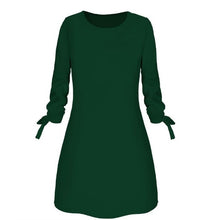 Load image into Gallery viewer, Women Fashion O-neck Solid Bow Elegant Straight Dress Spring Loose Mini Dresses 3/4 Sleeve Bow comfortable Plus Size
