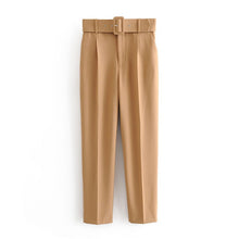 Load image into Gallery viewer, Office Lady Black Suit Pants with Belt Women High Waist Solid Long Trousers Fashion Pockets Pants Trousers Pantalones
