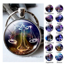 Load image into Gallery viewer, 12 Constellations Keychain Constellation Key Rings Zodiac Sign Key Chain Pendant Jewelry Libra Aries Leo Fashion Birthday Gift
