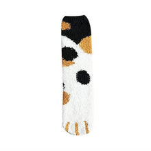 Load image into Gallery viewer, 1 pair of plush coral fleece socks female tube socks autumn and winter cat claws cute thick warm sleeping floor sleep socks
