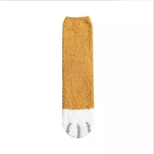 Load image into Gallery viewer, 1 pair of plush coral fleece socks female tube socks autumn and winter cat claws cute thick warm sleeping floor sleep socks
