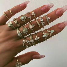 Load image into Gallery viewer, 9 Design Boho Vintage Gold Star Midi Moon Rings Set For Women Opal Crystal Midi Finger Ring 2020 Female Bohemian Jewelry Gifts
