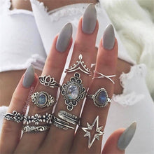 Load image into Gallery viewer, 9 Design Boho Vintage Gold Star Midi Moon Rings Set For Women Opal Crystal Midi Finger Ring 2020 Female Bohemian Jewelry Gifts
