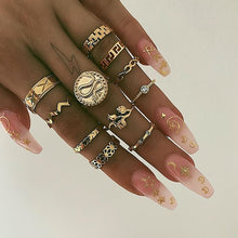 Load image into Gallery viewer, 9 Design Boho Vintage Gold Star Midi Moon Rings Set For Women Opal Crystal Midi Finger Ring 2020 Female Bohemian Jewelry Gifts
