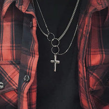 Load image into Gallery viewer, HUANZHI 2020 New Personality Cross Square Metal Multilayer Hip hop Long Chain Cool Simple Necklace For Women men Jewelry Gifts
