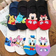 Load image into Gallery viewer, Disney Women Socks Cartoon Animal  mouse socks cute Kawaii Funny ankle Socks invisible Silicone slip Socks girl Cotton boat sock
