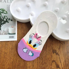 Load image into Gallery viewer, Disney Women Socks Cartoon Animal  mouse socks cute Kawaii Funny ankle Socks invisible Silicone slip Socks girl Cotton boat sock
