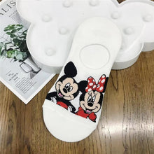 Load image into Gallery viewer, Disney Women Socks Cartoon Animal  mouse socks cute Kawaii Funny ankle Socks invisible Silicone slip Socks girl Cotton boat sock

