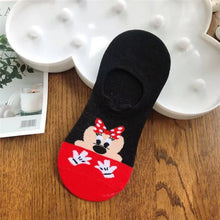 Load image into Gallery viewer, Disney Women Socks Cartoon Animal  mouse socks cute Kawaii Funny ankle Socks invisible Silicone slip Socks girl Cotton boat sock
