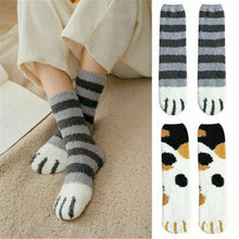 Load image into Gallery viewer, 1 pair of plush coral fleece socks female tube socks autumn and winter cat claws cute thick warm sleeping floor sleep socks lady
