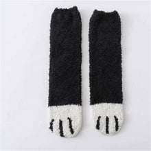 Load image into Gallery viewer, 1 pair of plush coral fleece socks female tube socks autumn and winter cat claws cute thick warm sleeping floor sleep socks lady
