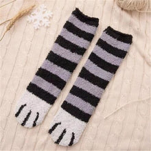 Load image into Gallery viewer, 1 pair of plush coral fleece socks female tube socks autumn and winter cat claws cute thick warm sleeping floor sleep socks lady
