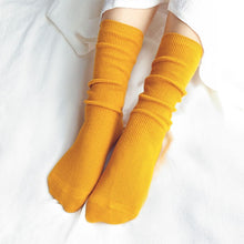 Load image into Gallery viewer, CHAOZHU  Japanese Korea High School Girls High Socks Loose Solid Colors Double Needles Knitting Cotton Long Socks Women
