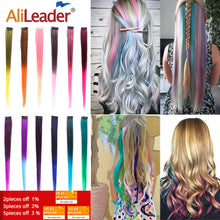 Load image into Gallery viewer, AliLeader Made 57 Colors 50CM Single Clip In One Piece Hair Extensions Synthetic Long Straight Ombre Grey Red Rainbow Hair Piece
