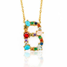 Load image into Gallery viewer, Multicolor charm Gold pendant necklace micro pave zircon initial 26 letter necklaces Couple Name necklace Christmas gift
