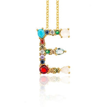 Load image into Gallery viewer, Multicolor charm Gold pendant necklace micro pave zircon initial 26 letter necklaces Couple Name necklace Christmas gift
