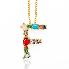 Load image into Gallery viewer, Multicolor charm Gold pendant necklace micro pave zircon initial 26 letter necklaces Couple Name necklace Christmas gift
