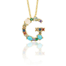 Load image into Gallery viewer, Multicolor charm Gold pendant necklace micro pave zircon initial 26 letter necklaces Couple Name necklace Christmas gift
