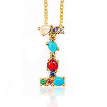 Load image into Gallery viewer, Multicolor charm Gold pendant necklace micro pave zircon initial 26 letter necklaces Couple Name necklace Christmas gift
