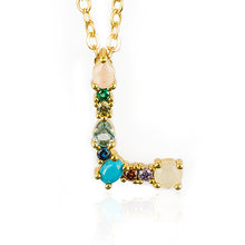 Load image into Gallery viewer, Multicolor charm Gold pendant necklace micro pave zircon initial 26 letter necklaces Couple Name necklace Christmas gift
