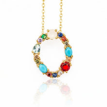 Load image into Gallery viewer, Multicolor charm Gold pendant necklace micro pave zircon initial 26 letter necklaces Couple Name necklace Christmas gift
