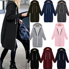 Load image into Gallery viewer, High quality Women Casual Long Zipper Hooded Jacket Hoodies Sweatshirt Vintage Streetwear Plus Size Outwear Hoody Coat Clothing

