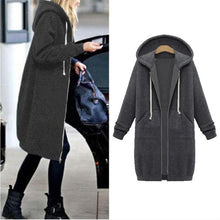 Load image into Gallery viewer, High quality Women Casual Long Zipper Hooded Jacket Hoodies Sweatshirt Vintage Streetwear Plus Size Outwear Hoody Coat Clothing

