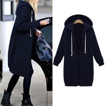 Load image into Gallery viewer, High quality Women Casual Long Zipper Hooded Jacket Hoodies Sweatshirt Vintage Streetwear Plus Size Outwear Hoody Coat Clothing
