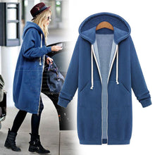 Load image into Gallery viewer, High quality Women Casual Long Zipper Hooded Jacket Hoodies Sweatshirt Vintage Streetwear Plus Size Outwear Hoody Coat Clothing
