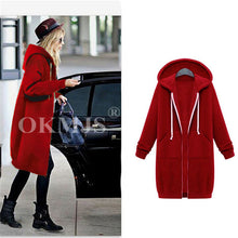 Load image into Gallery viewer, High quality Women Casual Long Zipper Hooded Jacket Hoodies Sweatshirt Vintage Streetwear Plus Size Outwear Hoody Coat Clothing
