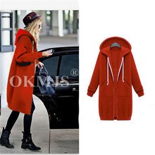 Load image into Gallery viewer, High quality Women Casual Long Zipper Hooded Jacket Hoodies Sweatshirt Vintage Streetwear Plus Size Outwear Hoody Coat Clothing

