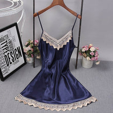 Load image into Gallery viewer, Women Sexy Lace Night Dress Lingerie Deep V Nightgowns Casual Home Dress Nightdress Fashion Sleepwear Summer Homewear #D
