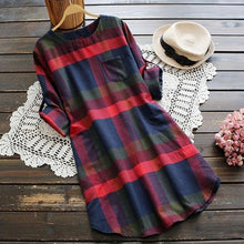 Load image into Gallery viewer, Women Long Plaid Blouse Loose Casual Shirt Vintage Long Sleeve Tops Elegant Autumn Pullovers Streetwear Ladies Clothing
