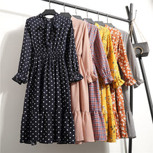 Load image into Gallery viewer, Korean Black Shirt Vestidos Office Polka Dot Vintage Autumn Dresses Women Dresss Pring 2020 Midi Floral Long Sleeve Dress Female
