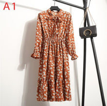 Load image into Gallery viewer, Korean Black Shirt Vestidos Office Polka Dot Vintage Autumn Dresses Women Dresss Pring 2020 Midi Floral Long Sleeve Dress Female
