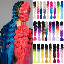 Load image into Gallery viewer, CHERIS HAIR Synthetic hair Braids Ombre Braiding Hair Extension Box Braid Hair Pink Purple Yellow Golden Colors Crochet braids

