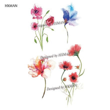 Load image into Gallery viewer, HXMAN Flower Temporary Tattoos for Women Hand Tattoo Sticker Fashion Body Art Waterproof Arm Fake Tatoo Paper 9.8X6cm P-013
