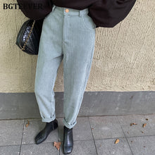 Load image into Gallery viewer, BGTEEVER Spring Autumn Women Corduroy Pants Fashion High Waist Female Straight Pants Streetwear Women Trousers Capris 2020
