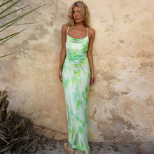 Load image into Gallery viewer, Dulzura neon satin lace up 2020 summer women bodycon long midi dress sleeveless backless elegant party outfits sexy club clothes
