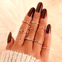 Load image into Gallery viewer, 9 Design Boho Vintage Gold Star Midi Moon Rings Set For Women Opal Crystal Midi Finger Ring 2020 Female Bohemian Jewelry Gifts
