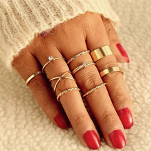 Load image into Gallery viewer, 9 Design Boho Vintage Gold Star Midi Moon Rings Set For Women Opal Crystal Midi Finger Ring 2020 Female Bohemian Jewelry Gifts
