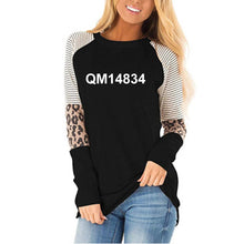 Load image into Gallery viewer, New Fashion Choose Joy Letters Leaves Print T-Shirt For Women Leopard Print Neck Long Sleeve T-Shirt Female Women Tops Plus Size
