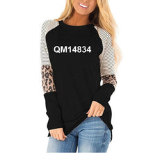 Load image into Gallery viewer, New Fashion Choose Joy Letters Leaves Print T-Shirt For Women Leopard Print Neck Long Sleeve T-Shirt Female Women Tops Plus Size
