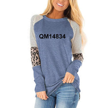 Load image into Gallery viewer, New Fashion Choose Joy Letters Leaves Print T-Shirt For Women Leopard Print Neck Long Sleeve T-Shirt Female Women Tops Plus Size
