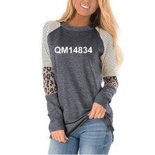 Load image into Gallery viewer, New Fashion Choose Joy Letters Leaves Print T-Shirt For Women Leopard Print Neck Long Sleeve T-Shirt Female Women Tops Plus Size
