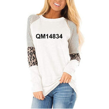 Load image into Gallery viewer, New Fashion Choose Joy Letters Leaves Print T-Shirt For Women Leopard Print Neck Long Sleeve T-Shirt Female Women Tops Plus Size
