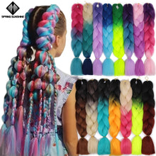 Load image into Gallery viewer, Spring sunshine 24inch Jumbo Braids Long Strands Ombre Crochet Braid Synthetic Braiding Hair Extensions for Woman Blonde Pink
