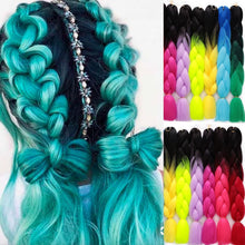 Load image into Gallery viewer, ELEGANT MUSES 24inch Pink Synthetic Crochet Hair Jumbo Braid Hair Yaki Soft Hair Ombre Crochet Braiding Hair Extension For Braid

