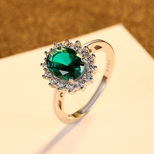 Load image into Gallery viewer, CZCITY Princess Diana William Kate Sapphire Emerald Ruby Gemstone Rings for Women Wedding Engagement Jewelry 925 Sterling Silver
